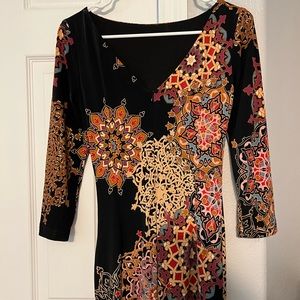 Knee length Joseph Ribkoff dress with 3/4 sleeves